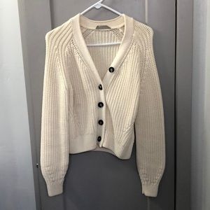 Everlane Texture Cotton Cardigan - size small - cream